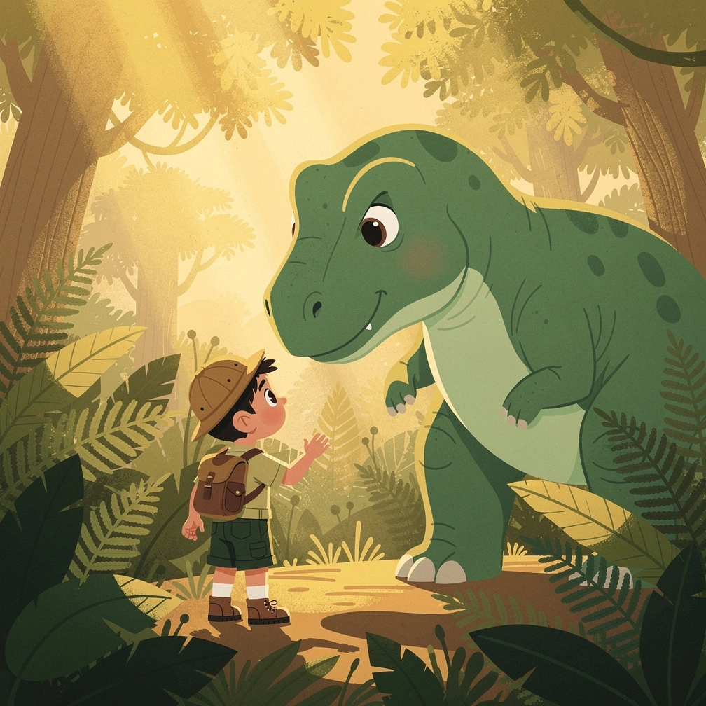 Noah and the Dinosaur Friend — sample illustration
